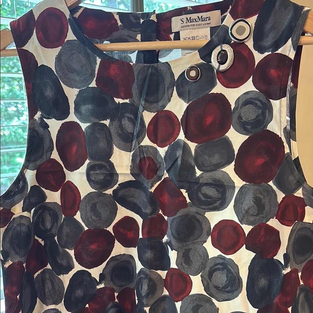 MaxMara Sleeveless Dress with Red and Gray Dots